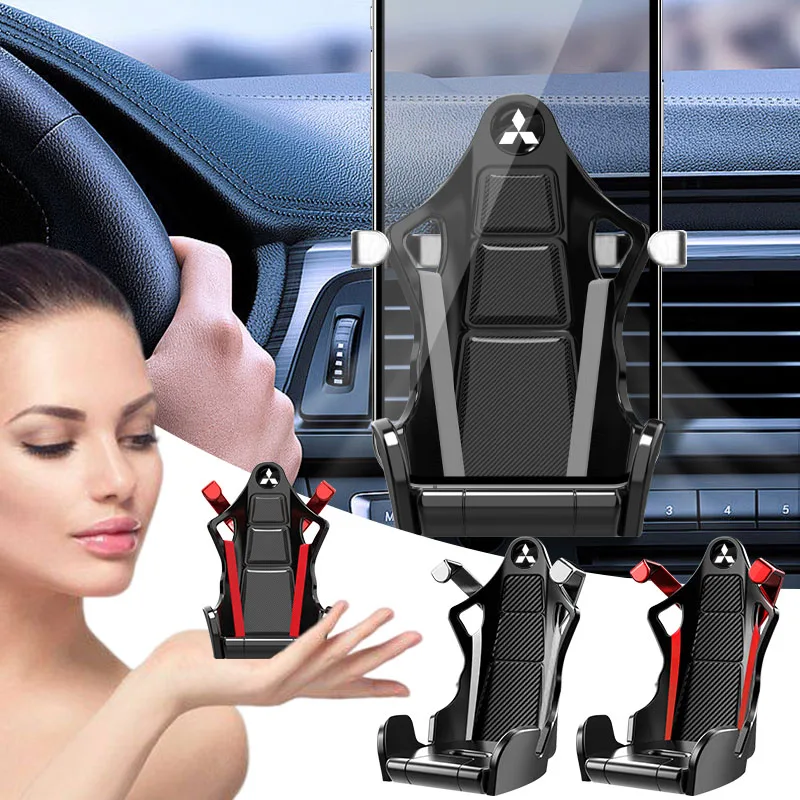 

Metal Gravity Car Phone Holder Silver Car Mount CD Slot Aluminum alloy Badge For Mitsubishi ralliart Lancer 9 10 ASX Outlander P