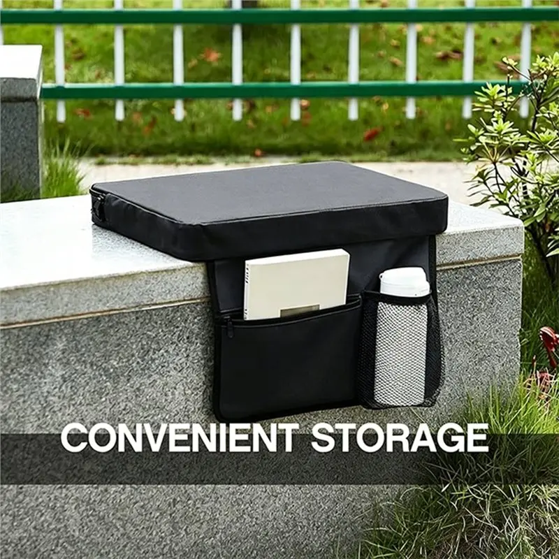 B08B-Portable Stadium Seat Cushions Outdoor Seat Cushions For Sports Events With Handle And Shoulder Strap Oxford Black
