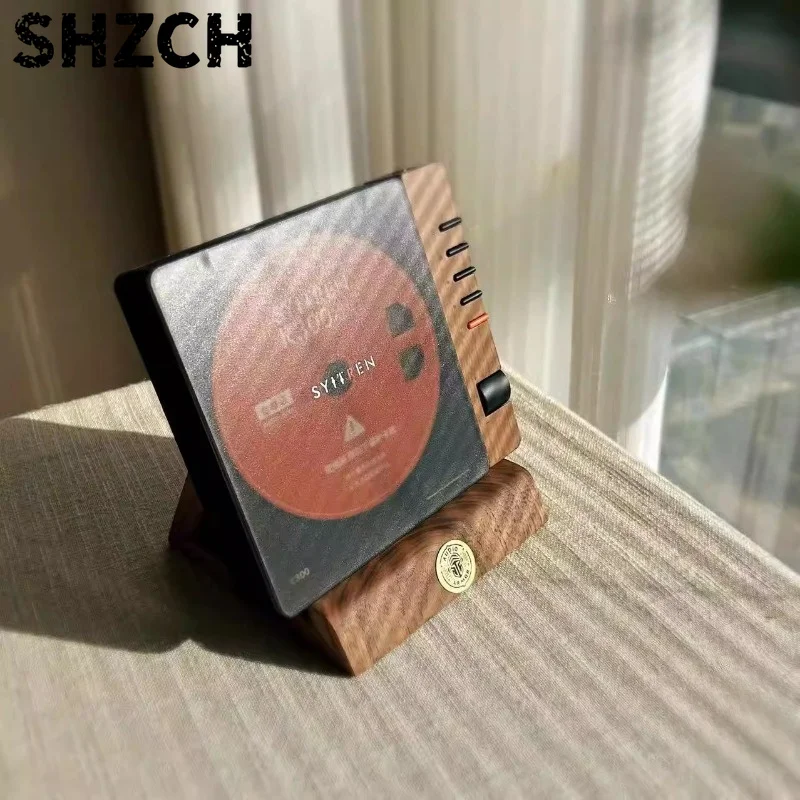 Solid Wood CD Rack with Walnut Album Storage Box, High Aesthetic Creative Disc Holder for Desk Organization and Home Music Decor