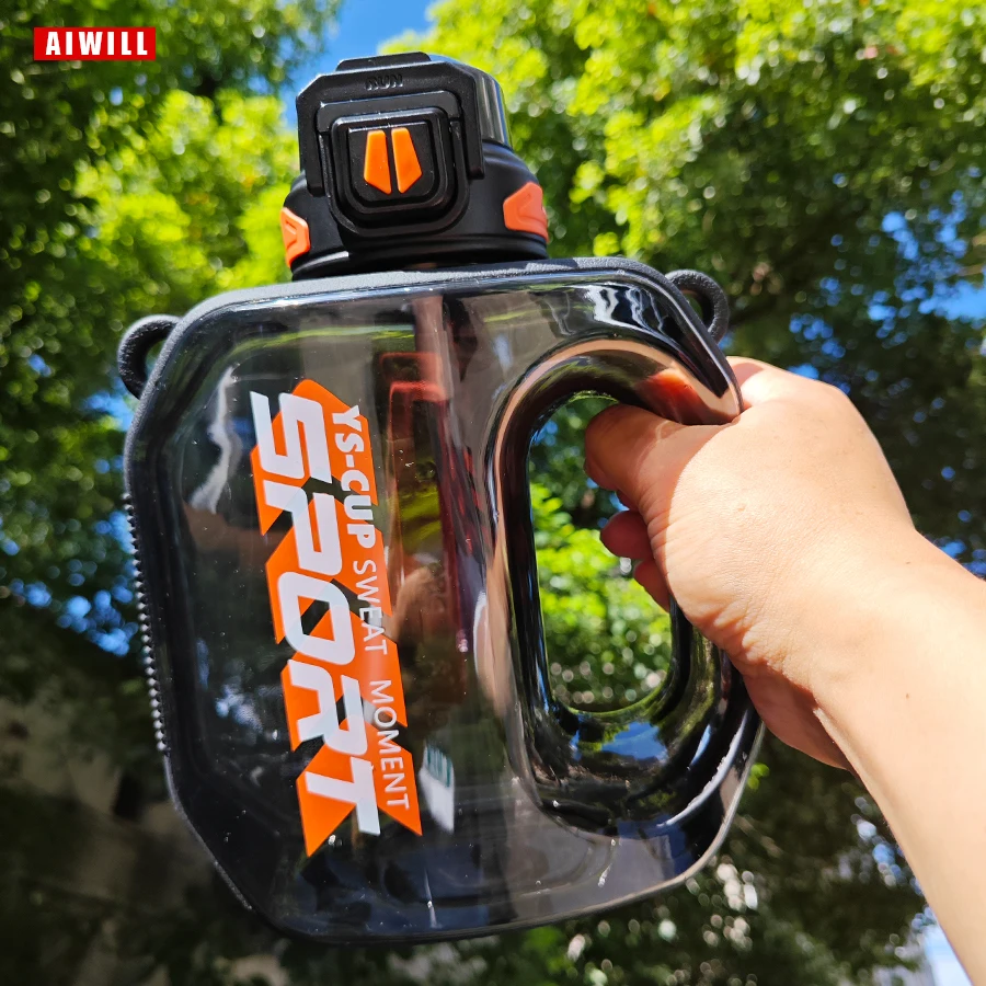 AIWILL 1600ml Large Capacity Water Bottle Big Size Heat-Resistant Plastic BPA Free New Men/Women Fitness Sports Bottle Summer