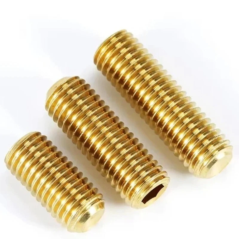 

M2-M12 Headless Brass Hex Socket Set Screws - Concave End Machine Screws with RoHS Certification