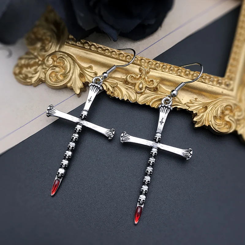 Gothic Earrings For Women Men Dark Skull Cross Sword Dagger Wizard Vampires Daemon Cospaly Halloween Earrings Accessories