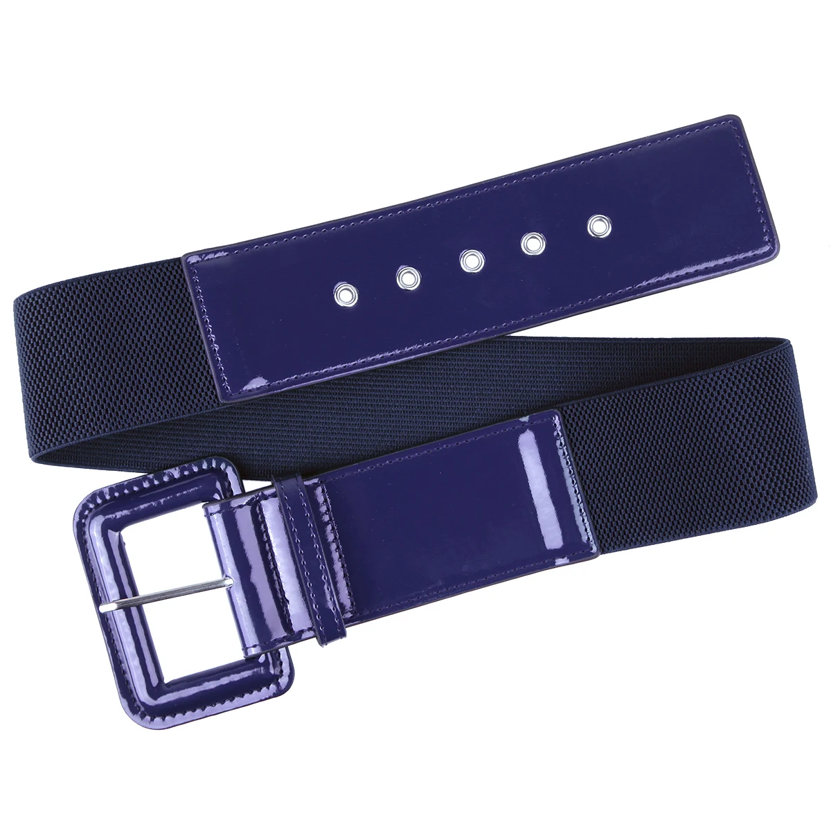 

Retro Wide Patent Leather Belt for Women, Square Buckle Grommet Cinch High Waist Belt for Dress