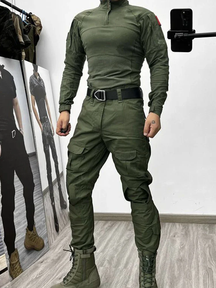 Tactical Suits Combat Shirts Milita Uniform Swat Tshirt Outfit Tatico Tops Airsoft Multicam Camo Hunting Pants Men Clothing