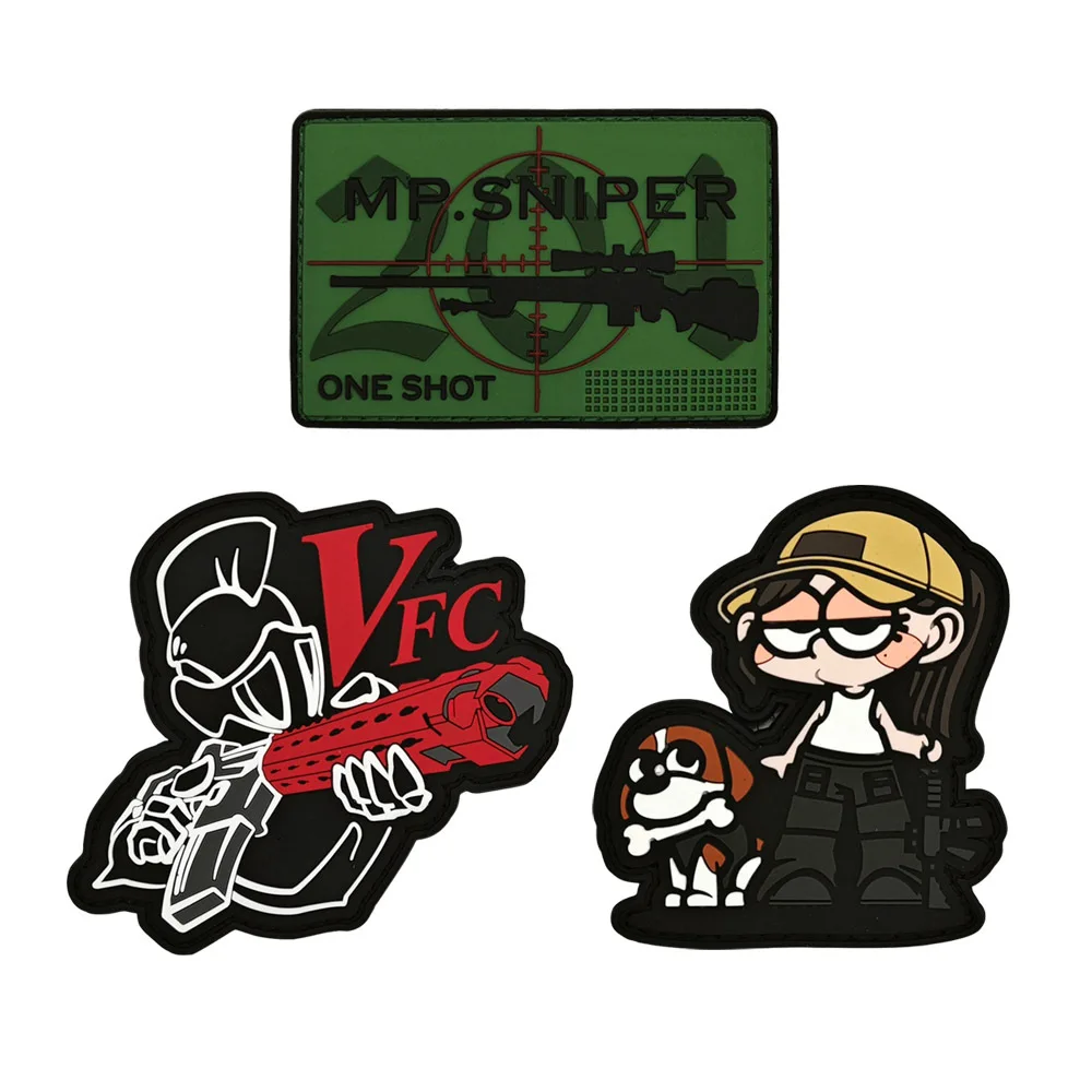 

Fun 3D PVC Girl and Dog Patches MP.SNIPER Hook And Loop Fastener VFC Morale Tactical Patch For Backpack Armband Badge For Jacket