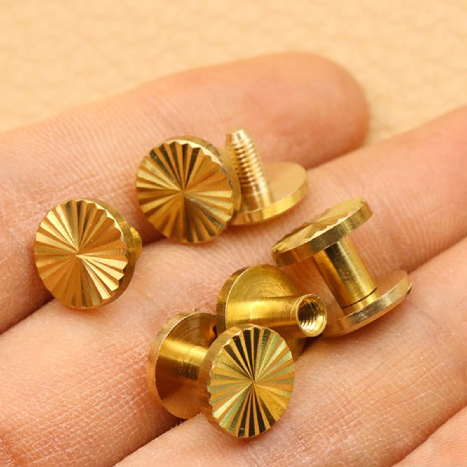 

10Pcs Brass Binding Chicago Screws with Patterned Finish For Leather Craft, Belt, Handbag, Clothes, Leather, Bracelet Hardware