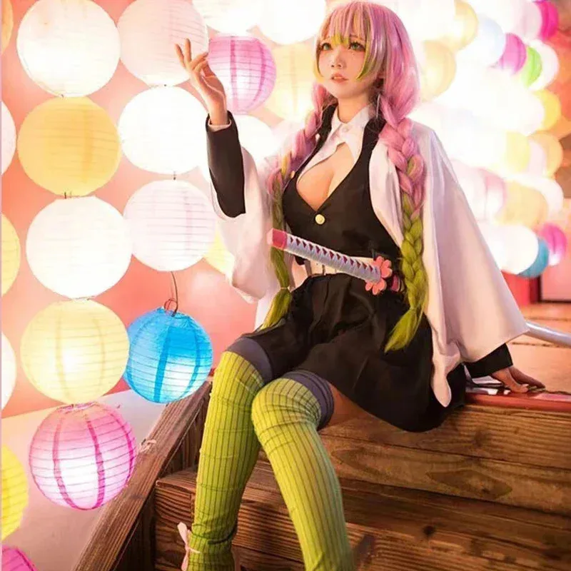 72-й взрослый детский убийца демонов Kimetsu No Yaiba аниме кимоно канродзи Мицури косплей полный комплект парик костюм на Хэллоуин