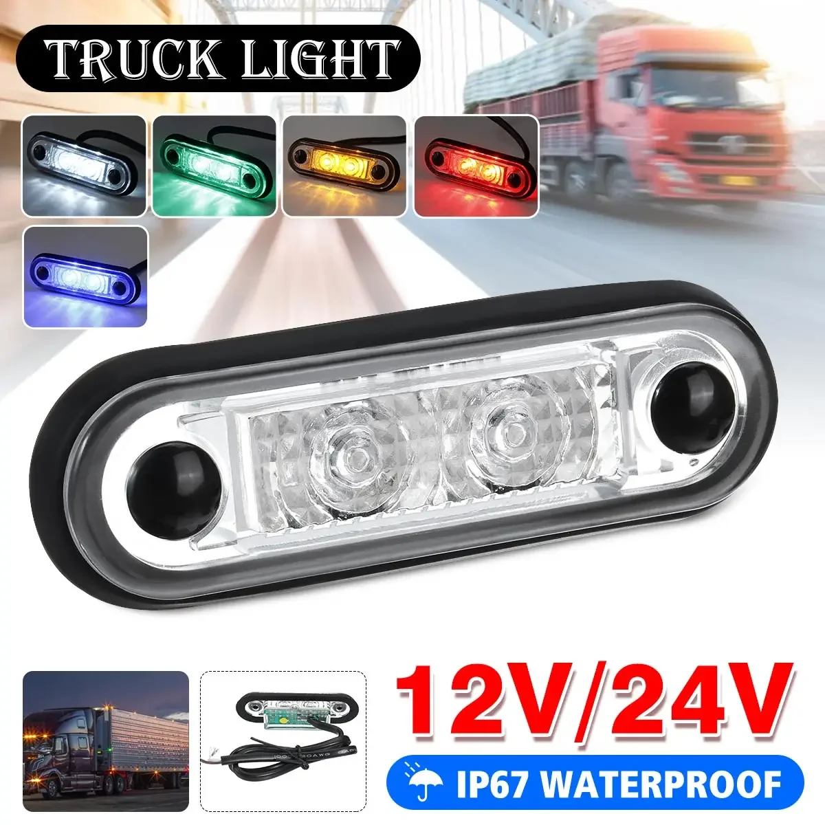 10pcs 12V 24V LED Side Marker Lights Clearance Rear Tail Brake Indicator Signal Lamps Truck Trailer Tractor Van Bus Waterproof