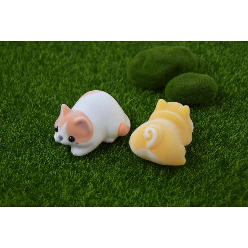 6pcs/Set Flocking Vinyl Animal Action Figure Hamster Rabbit Cat Kawai Workstation Desktop Decoration Perfect Girls Birthday Gift