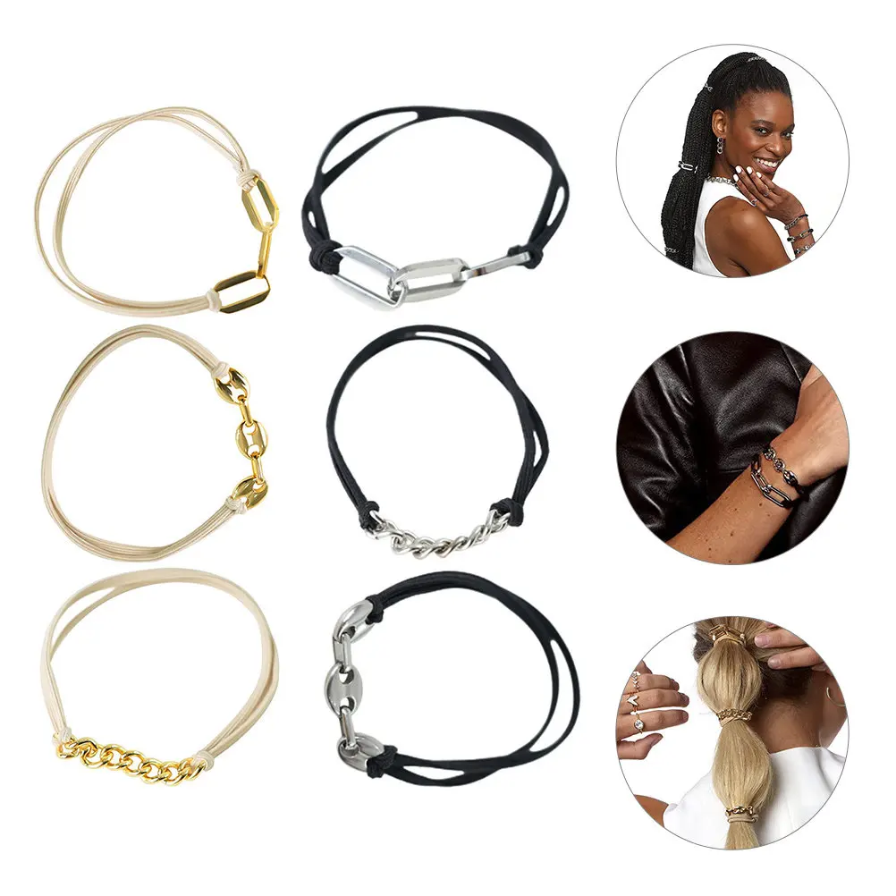 

6 шт. модных эластичных браслетов-резинок для волос для женщин, декор для запястий, модные аксессуары для волос, подарок на день рождения и Рождество