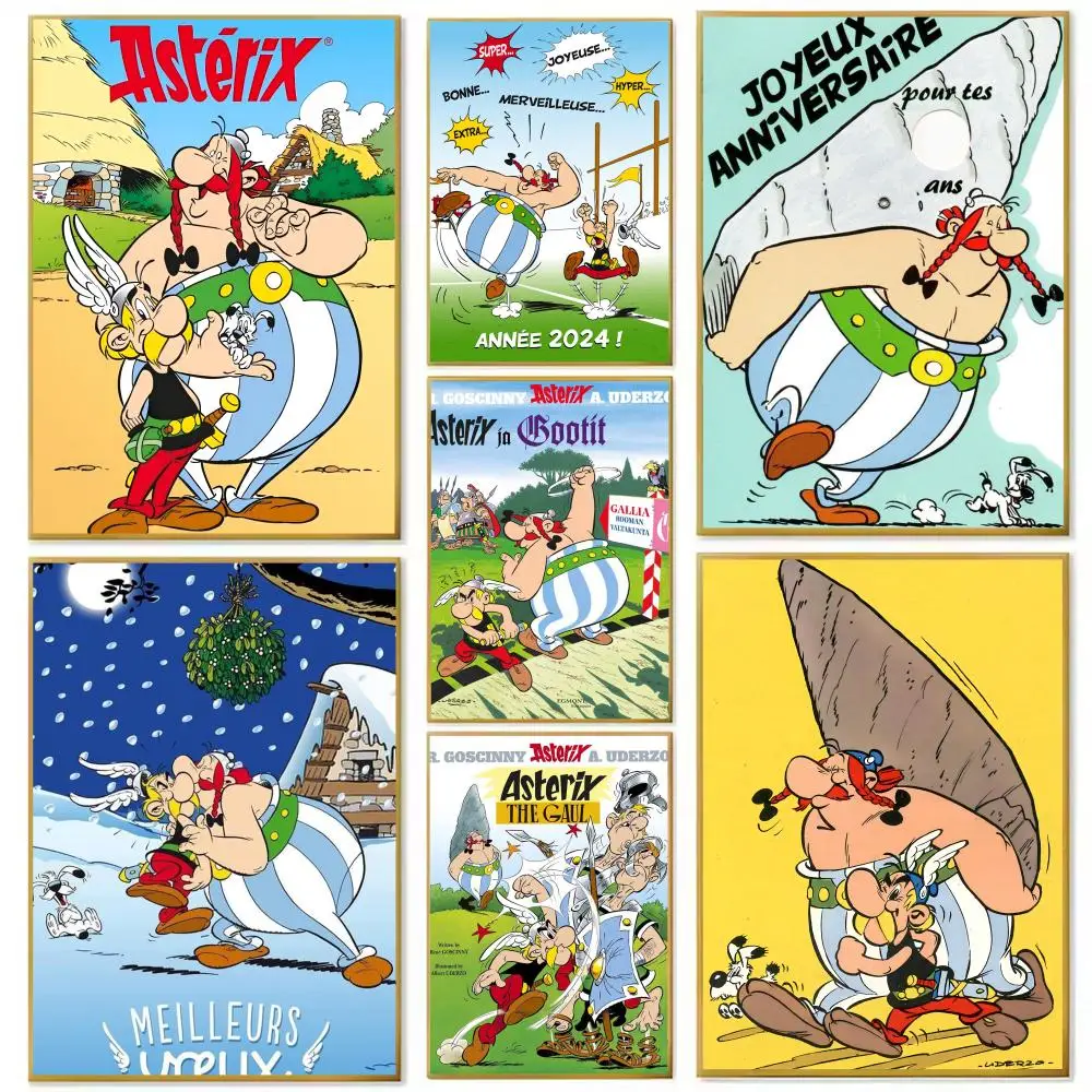 ملصق كلاسيكي على شكل رسوم متحركة A-Asterix ملصق مثالي ذاتي اللصق مصمم لمساحات تناول الطعام في المكاتب المنزلية