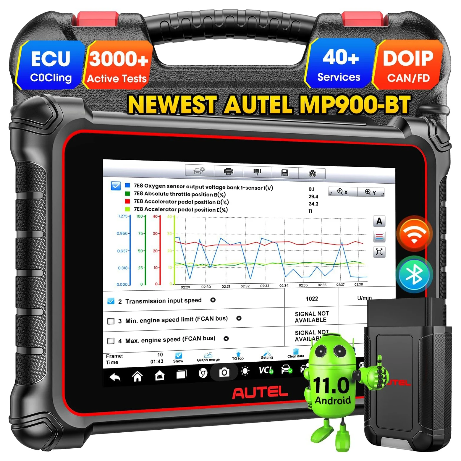 Image of Autel MaxiPRO MP900-BT Kfz-Diagnosegerät MP900BT ECU-Codierungs-Scanner 8 Zoll Bidirektionales Bluetooth OBD2 Auto-Scan-Tool DoIP/CAN FD PK MK900-BT MP900E MK900 MP808BT PRO