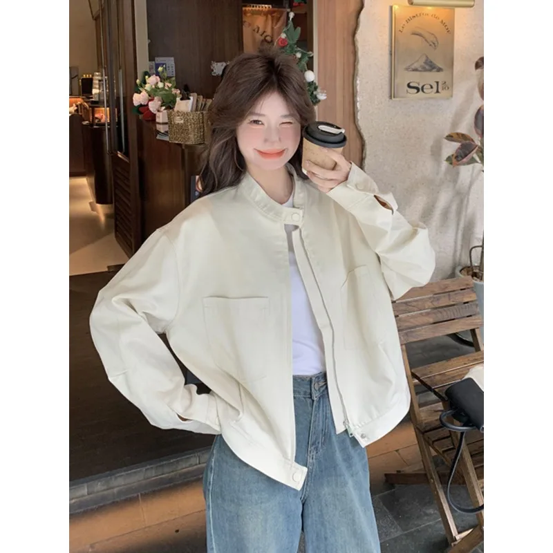 

Off-white Jacket Women's Solid Button Long-sleeved Cardigan Fashionable Work Top