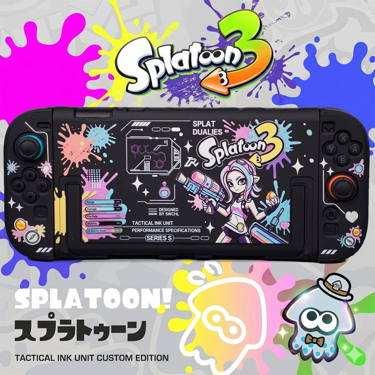 Protective Case for Nintendo Switch 2/OLED Cartoon Detachable Console Black Non-Slip Joy-Con Controller Covers Gaming Accessorie