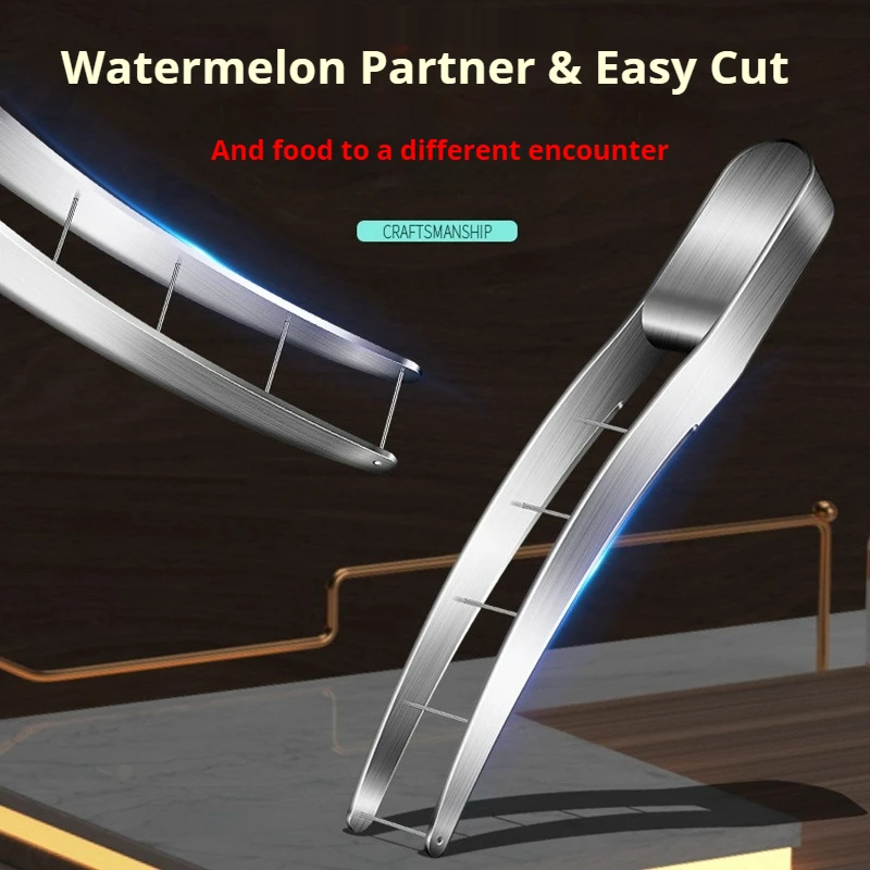 Watermelon Cutter Slicer, Stainless Steel Watermelon Cube Cutter Quickly Safe Watermelon Knife,Fun Fruit Cutter Kitchen Gadget