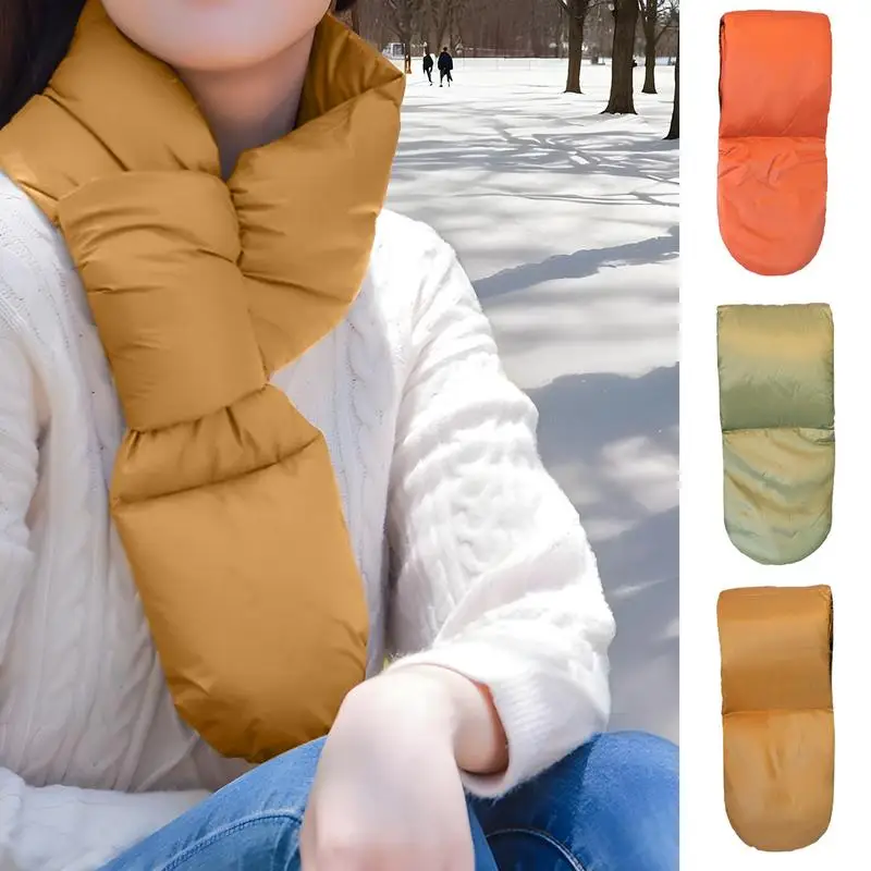 Winter Down Scarf Lightweight Unisex Warm Down Scarf Solid Color Windproof Waterproof Winter Scarf Foldable For Snowboarding