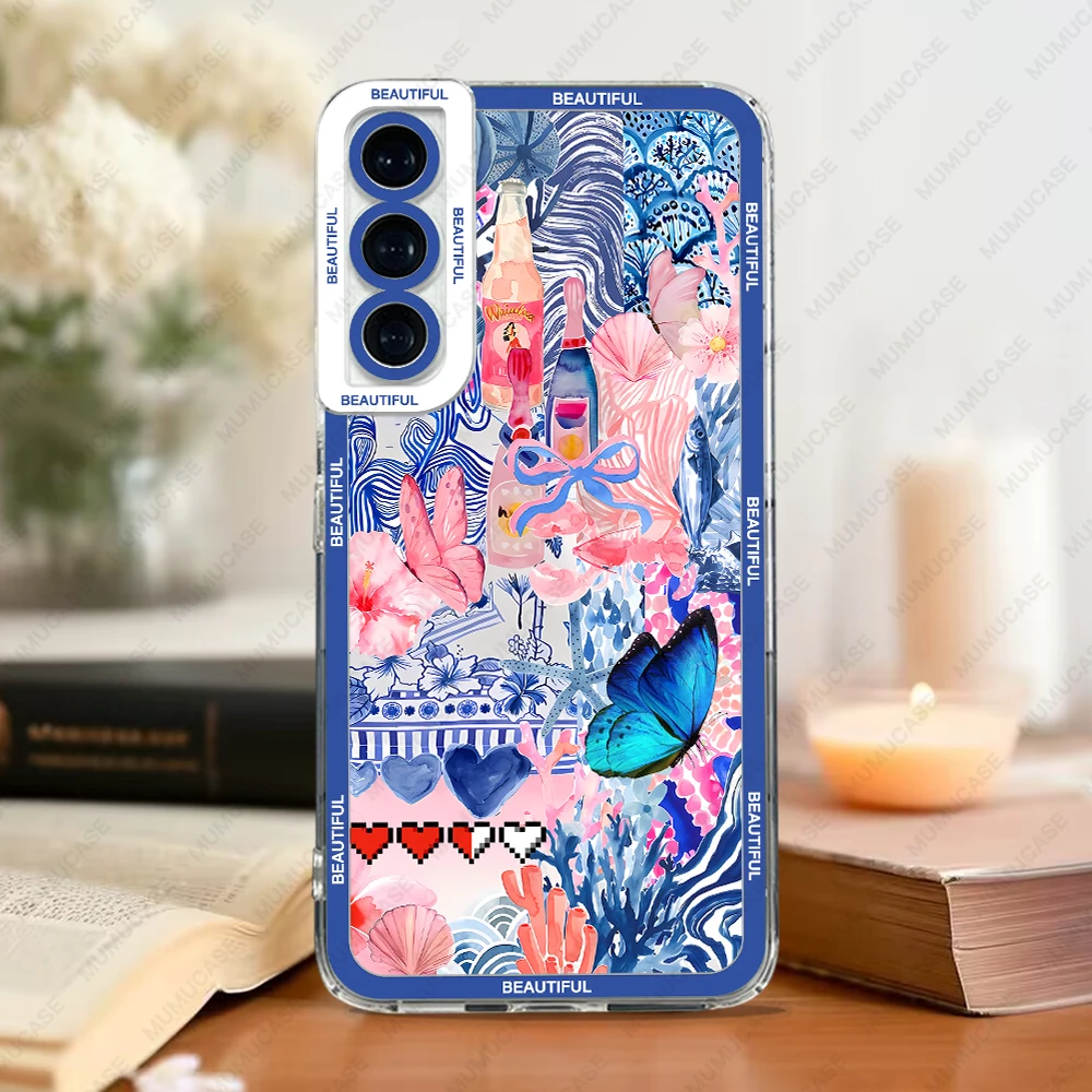 Etui na telefon Samsung Galaxy S20 S21 S22 S23 S24 FE Plus Ultra A54 A53 A52 A34 5G TPU Soft Cover Cute Girl Style Stickers