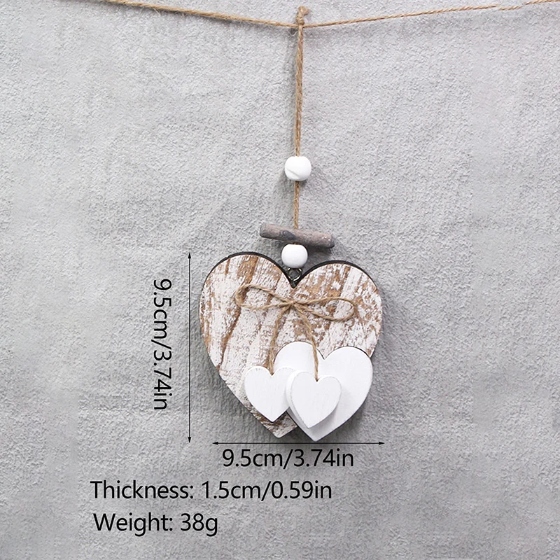 1PC Wooden Heart-shaped Desgin Pendant Home Room Hanging Ornament DIY Craft Supplies For Valentine's Day Wedding Party Decor