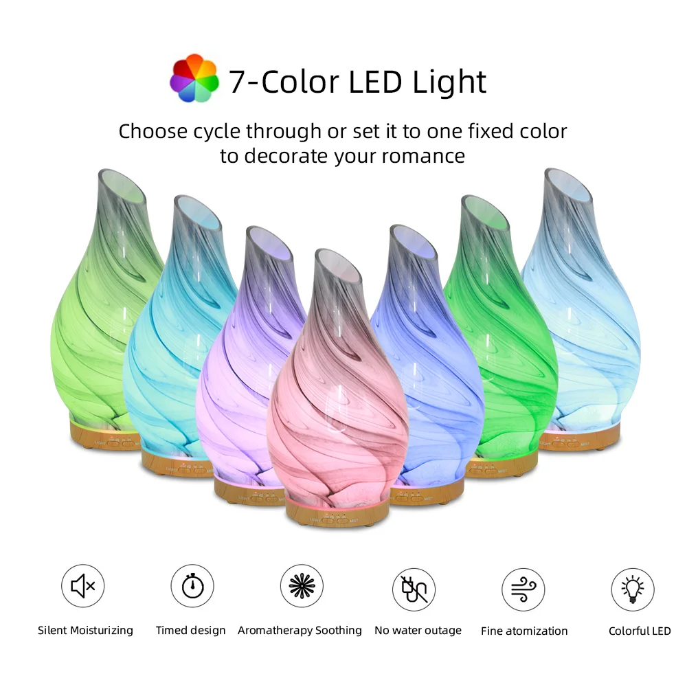 Soothing 7-Color Ultrasonic Diffuser 200ml Aromatherapy, Night Light & Humidifier with Timer  Perfect for Bedroom or Living Room