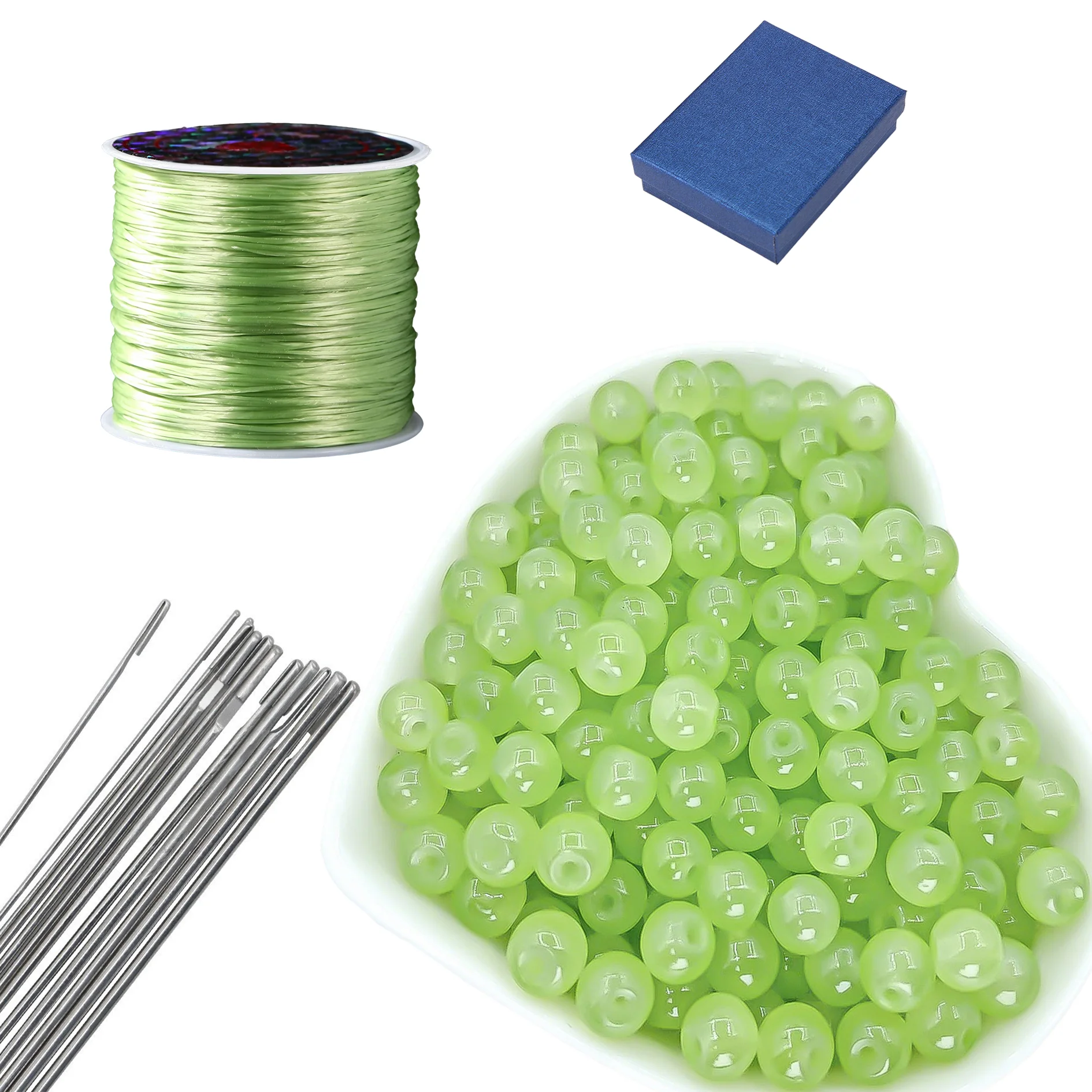 Colorful glass bead DIY jewelry making kit, equipped with stretch thread for easy threading, suitable for making handmade holida