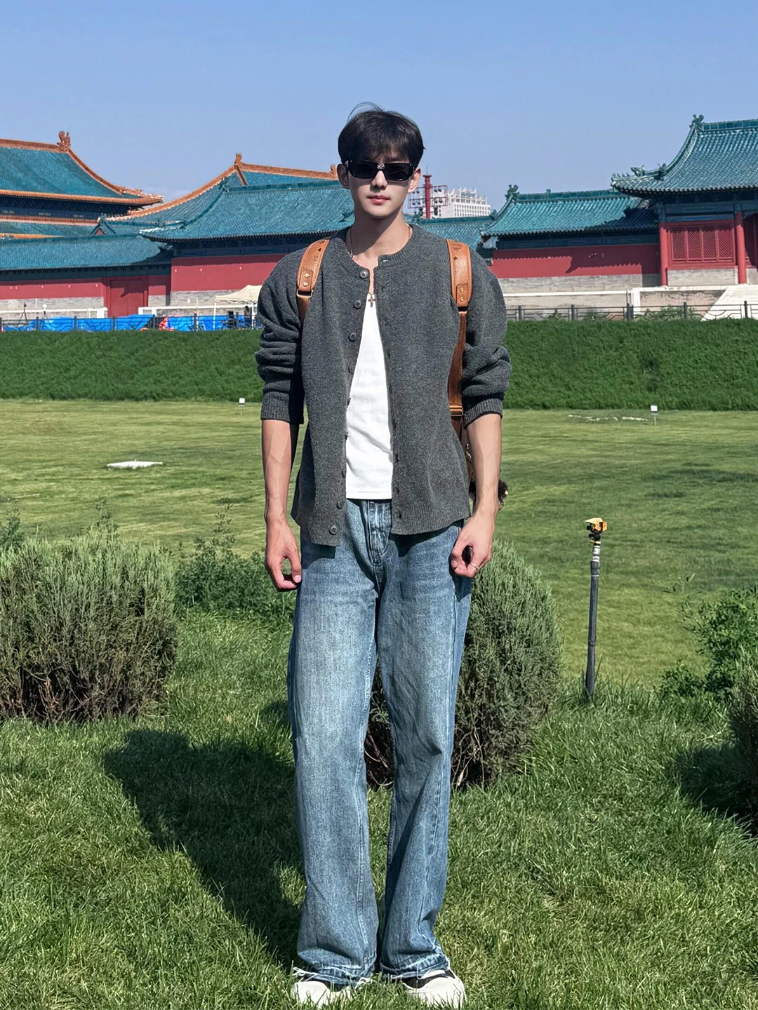 

Deep Blue Men's Knife Jeans High Street Sle Straight Leg Slim Fit Long Trousers Autumn Season American Sle