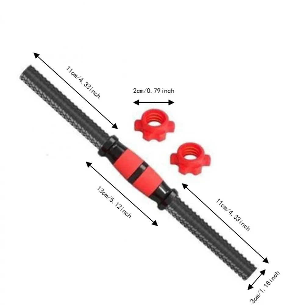3PCS Steel Dumbbell Handle Set Threaded Ends Anti-Slip Grip Weight Bar Set Spinlock Collars PVC Grip Black and Red Dumbbell