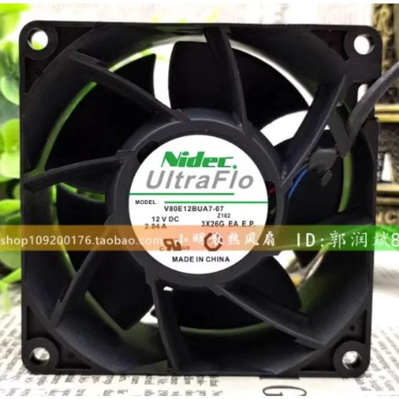 New Cooler Fan For Nidec V80E12BUA7-07 12V 2.84A 8cm 8038 High Air Volume Violent Cooling Fan 80*80*38MM