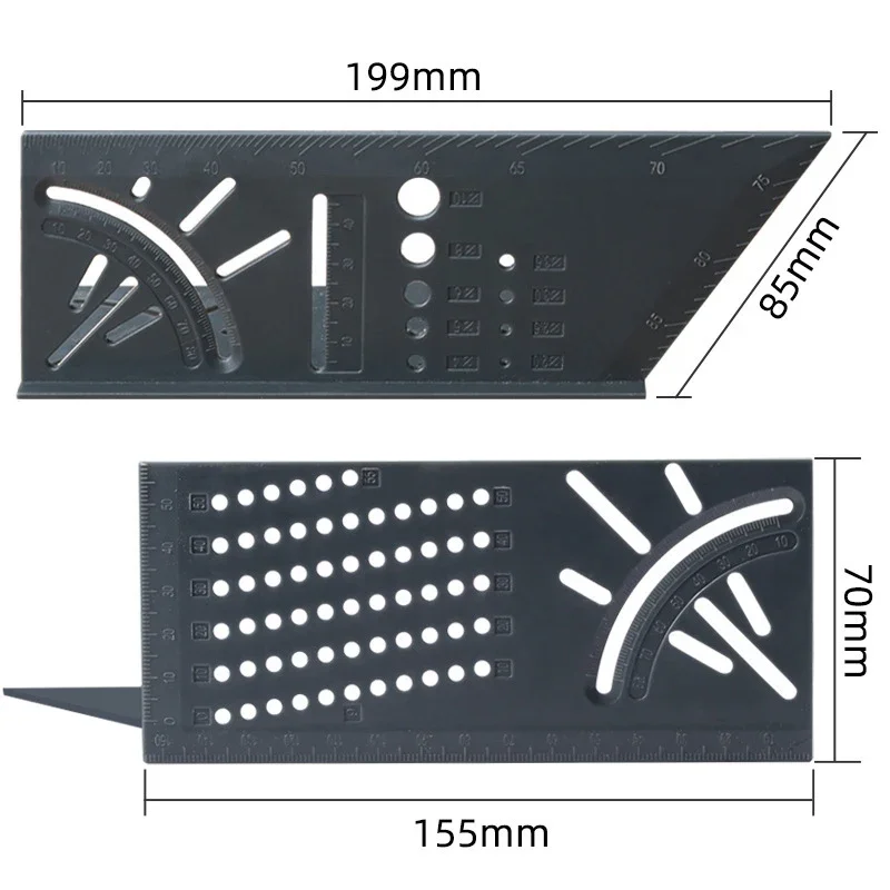 Multifunctional angle ruler 45 degrees 90 degree line ruler three-dimensional carpentry stop shape fixed stop point