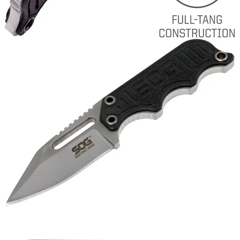 Instinct Mini 1.9 Inch Full Tang Neck Chain Knife Satin Plain Blade G10 Handle with ABS Sheath Pocket Knife Edc Small Knives