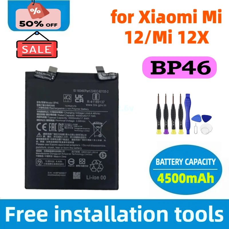 

BP46 High Quality New Phone Replacement Battery for Xiaomi Mi 12 / Mi 12X Batteries Bateria Fast Shipping