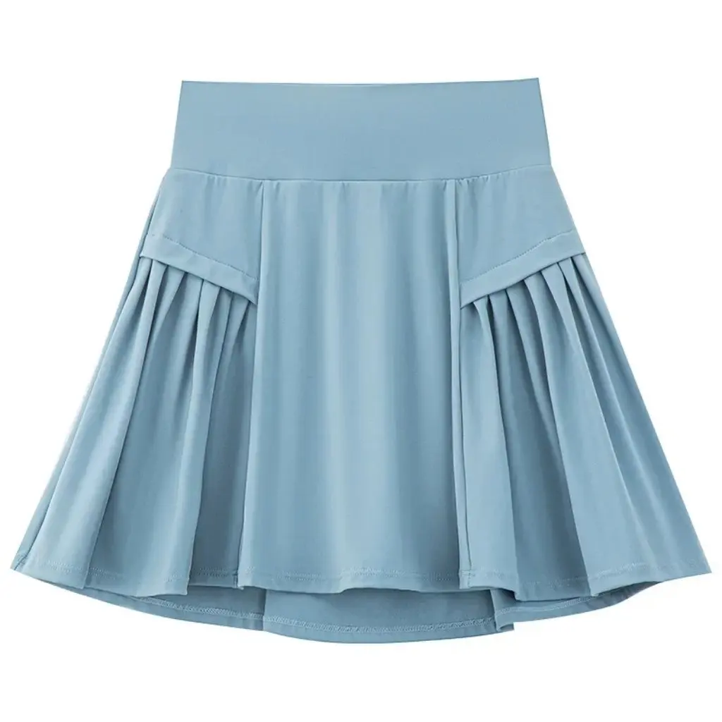 

Women's Summer Thin Quick-Drying Tennis Bust Skirt Sports Fitness Yoga Skirt with Anti-Light Safety Pants for Badminton