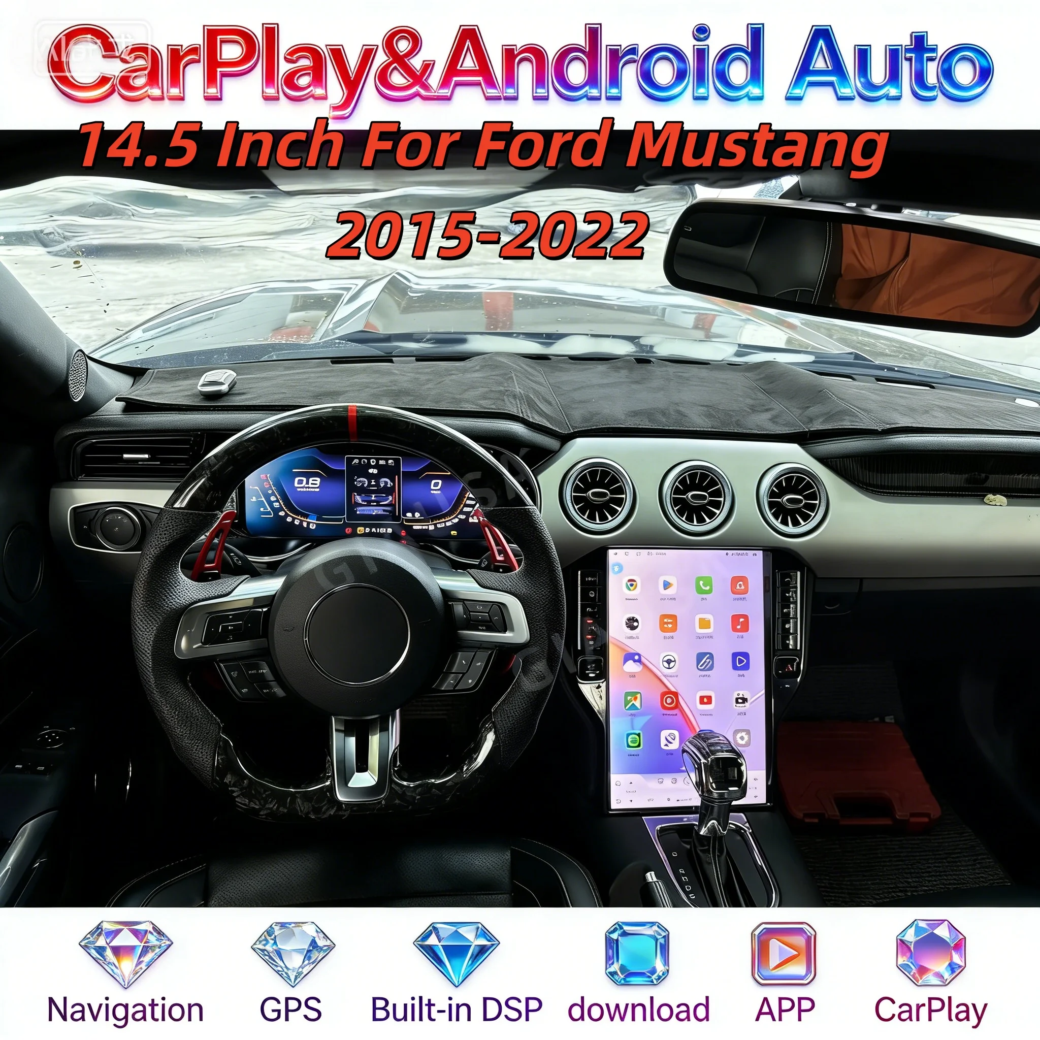 

14.5 inch Multimedia Wireless Carplay For Ford Mustang 2015-2022 Android Stereo Auto 4G Car GPS Navi Radio Bluetooth Head unit