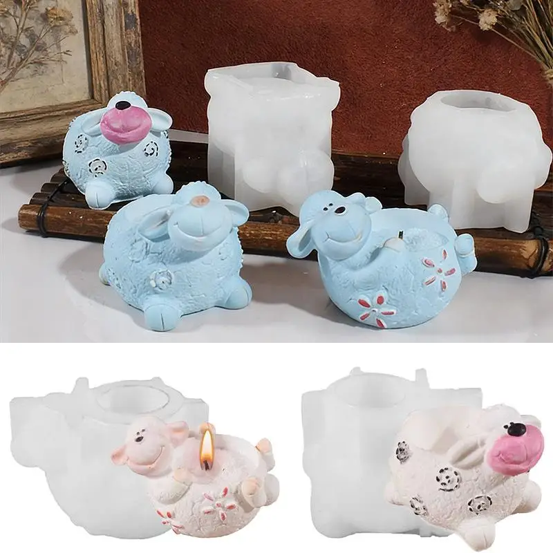 Cute 3D Sheep Silicone Mold Easy Release Non-Stick Reusable for Homemade Scented Candles Resin Ornaments Soap Making