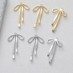 2PCS 14k Gold Plated Design Bow Pendant Charms For Jewelry Making Eardrop DIY hand made brass accessories