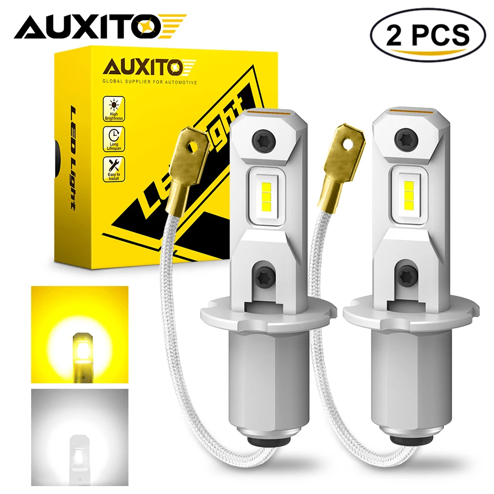 AUXITO 2x H3 LED Fog Light Bulb Led Truck Fanless DRL Bulbs Plug n Play for BMW 3 Series Mazda 2 3 6 CX5 CX3 Audi A5 H3