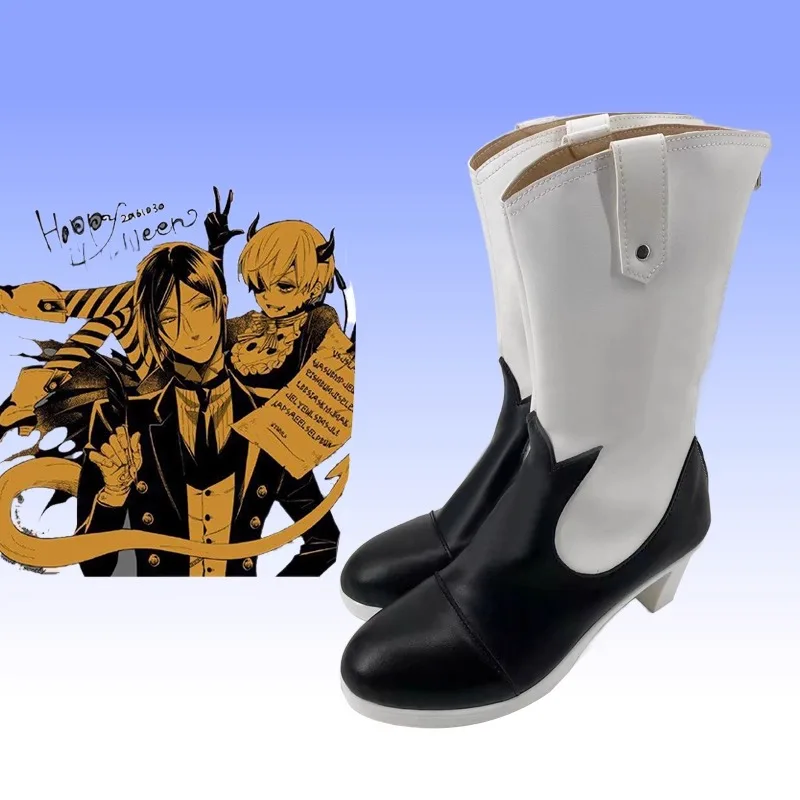 

Черный дворецкий Сиэль Фантомхайв Косплей Костюм Обувь Аниме Сапоги из искусственной кожи ручной работы