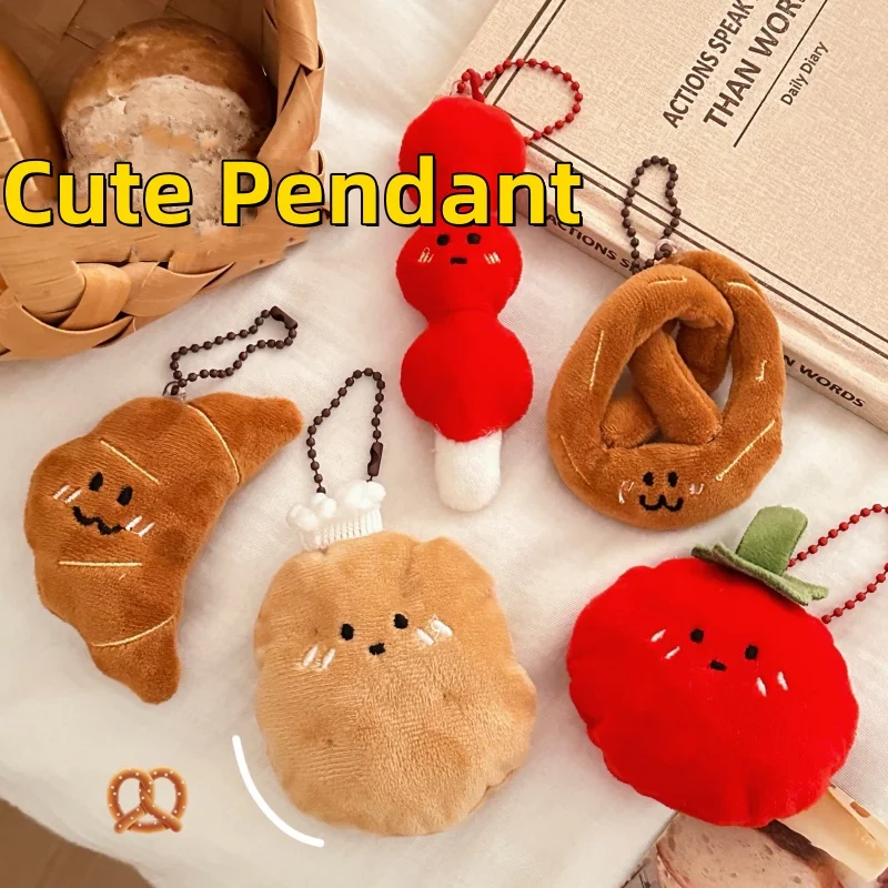 Mini Food Plush Keychain Cute Bag Pendant Food Stuffed for Party Favors Keychain Ornament for Goody Bag Classroom Prizes