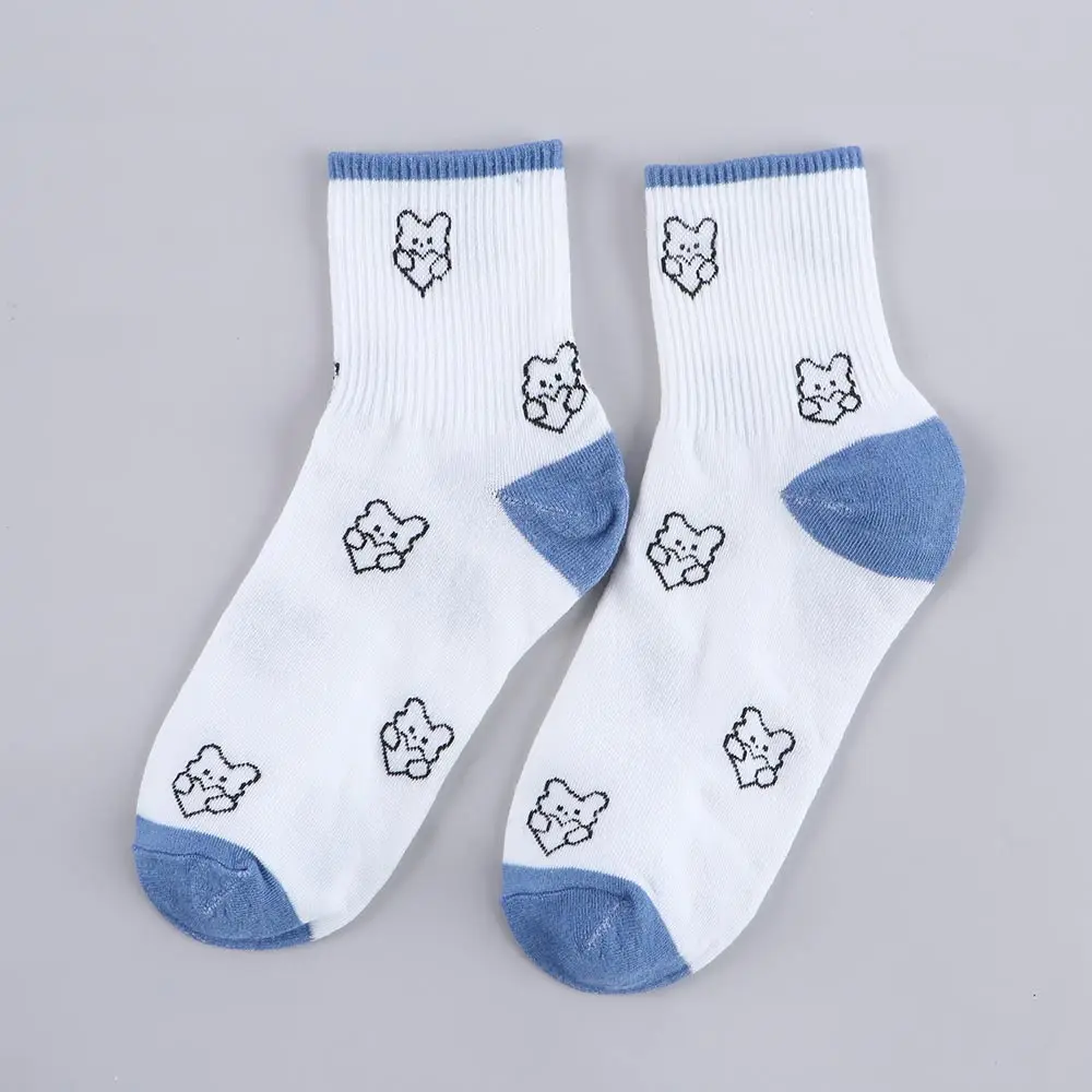 

Comfortable Breathable Cute Autumn Cartoon Cotton Hip Hop Winter Women Hosiery Bear Socks Middle Tube Socks Couple Socks
