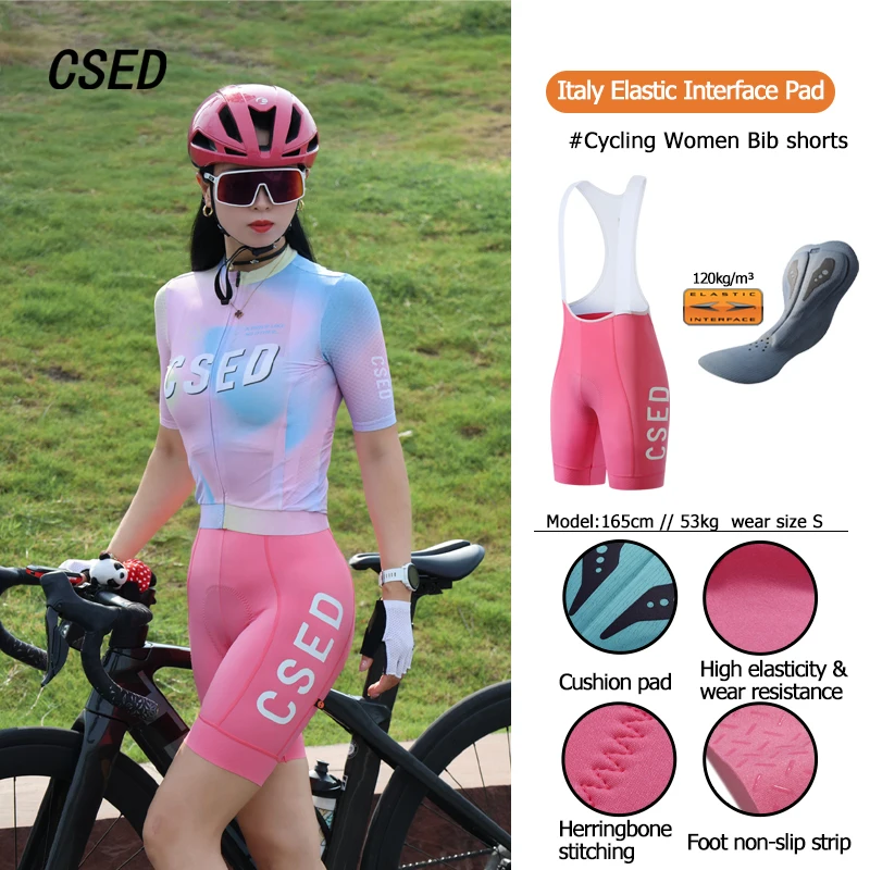 

CSED женские велосипедные шорты с нагрудником, комбинезоны для езды на велосипеде, брюки с эластичной интерфейсной подушечкой, дышащие быстросохнущие колготки