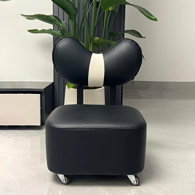 Backrest Kids Stool Modern Living Room Furniture Makeup Stool Chair Movable Shoe Changing Stool With Universal Wheel Lazy Sofa