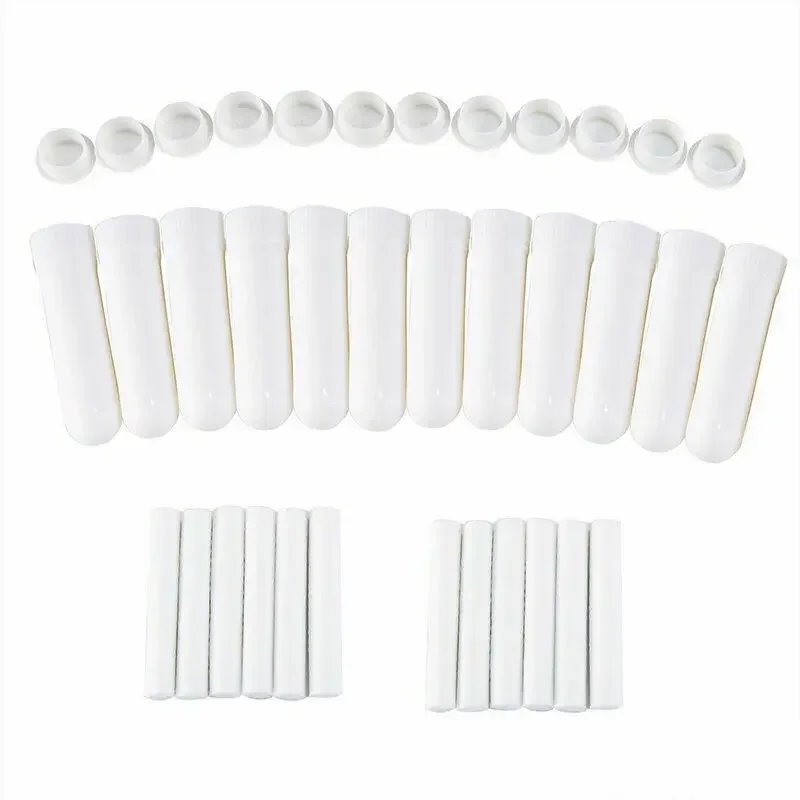 50PCS Blank Nasal Inhaler Sticks Plastic Refillable Aroma Nasal Inhalers for DIY Essential Oil Best Quality Cotton Wicks White