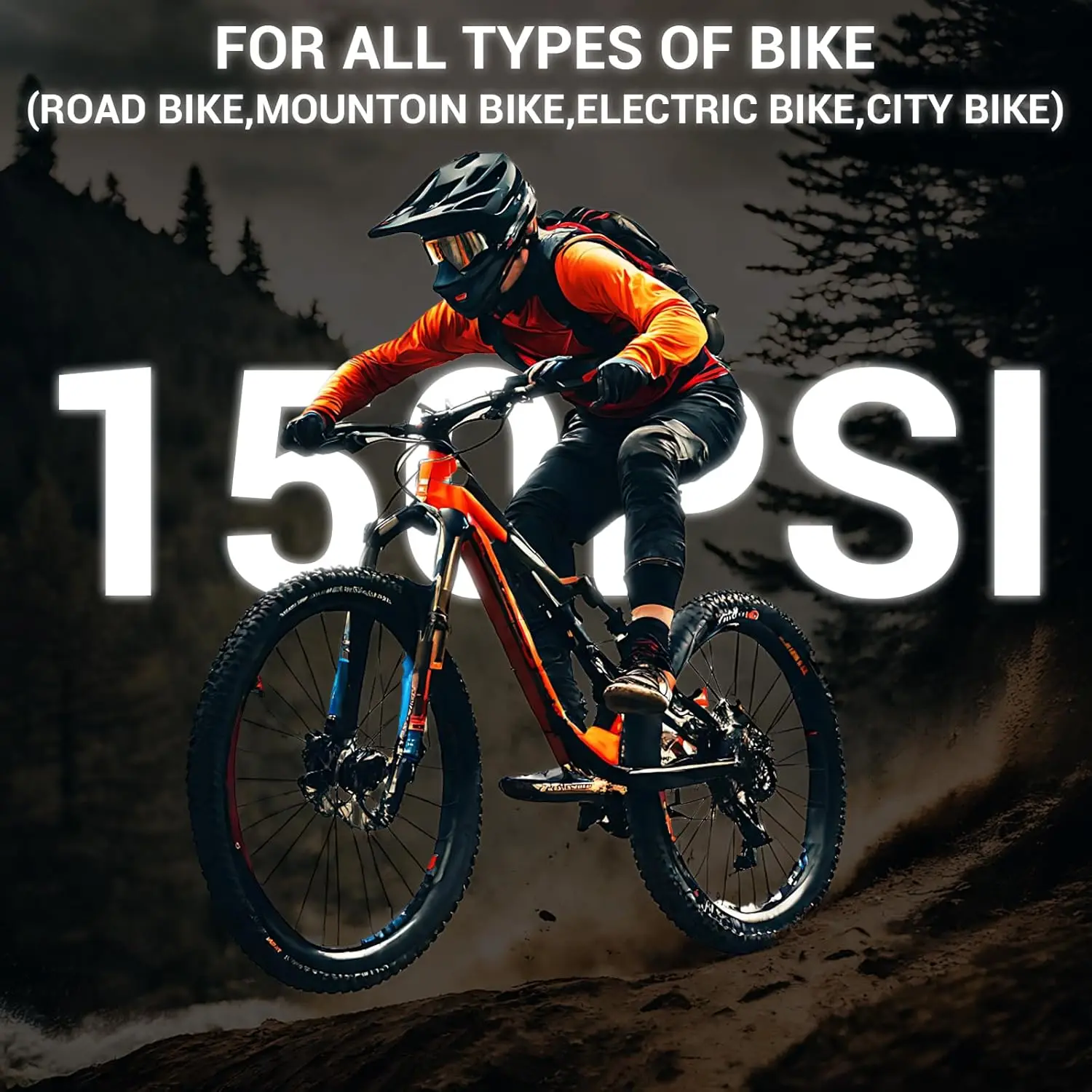 مضخة إطار دراجة كهربائية صغيرة، نفخ سريع 20 ثانية، 150 رطل لكل بوصة مربعة مع مقياس، مضخة هواء محمولة للدراجات الجبلية والطرق، دراجة نارية، Ba