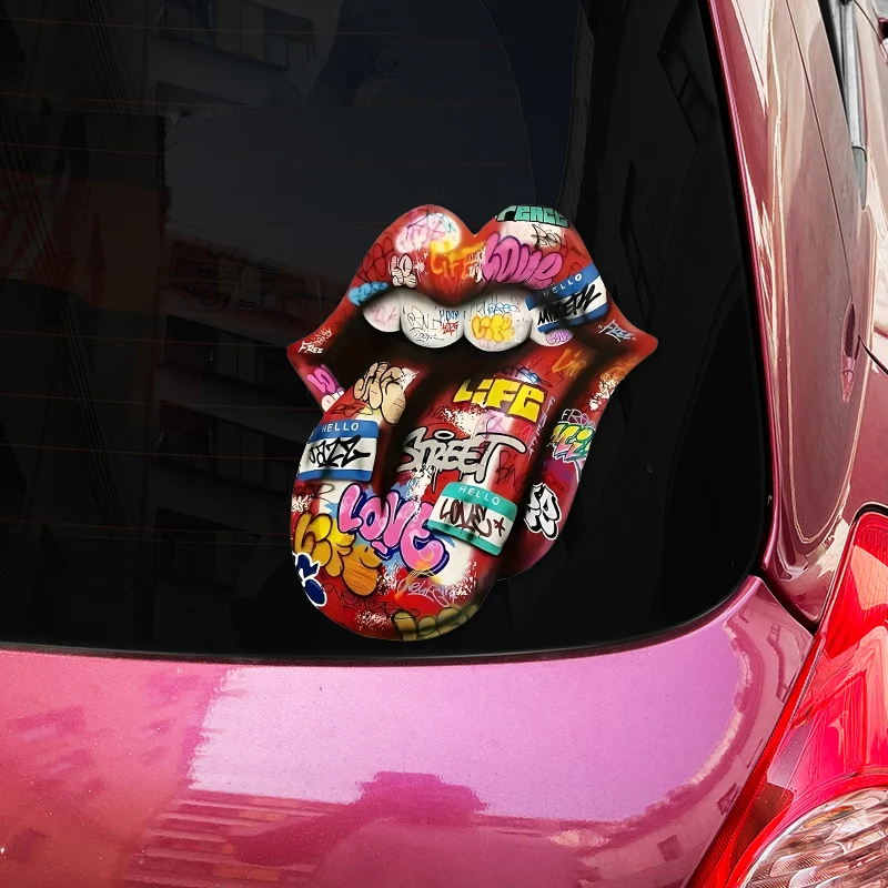 Rolling Stones Tongue Car Stickers Waterproof for Trunk Windows Fuel Tank Cap Vinyl Decals Fashion Durable Sunscreen Decor