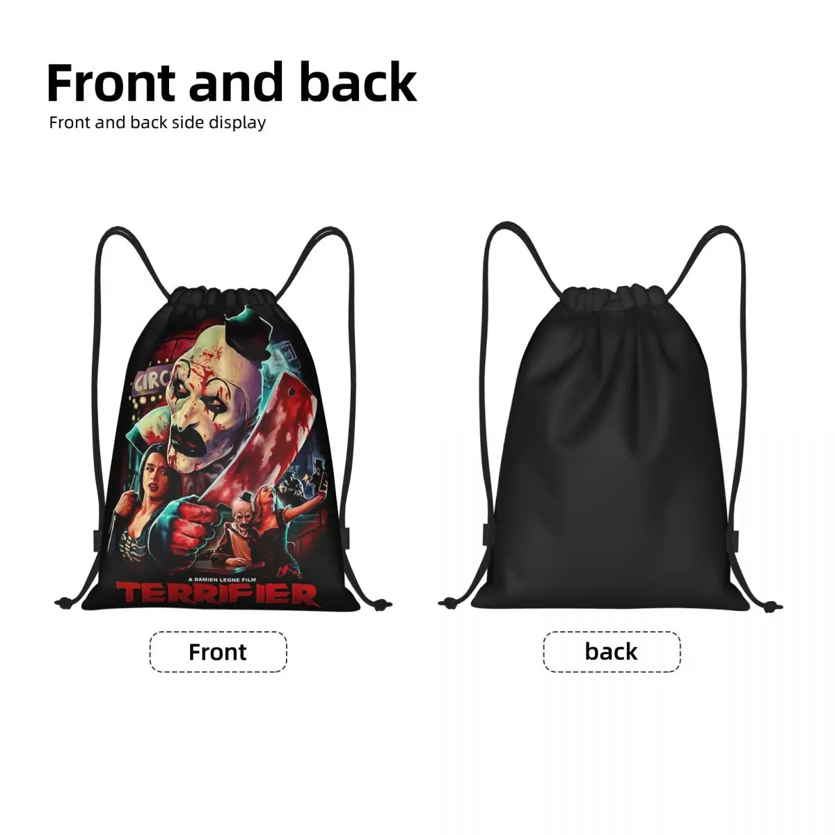 Terrifiers Drawstring Backpack Sports Gym Bag for Men Women Halloween Horror Movie Training Sackpack