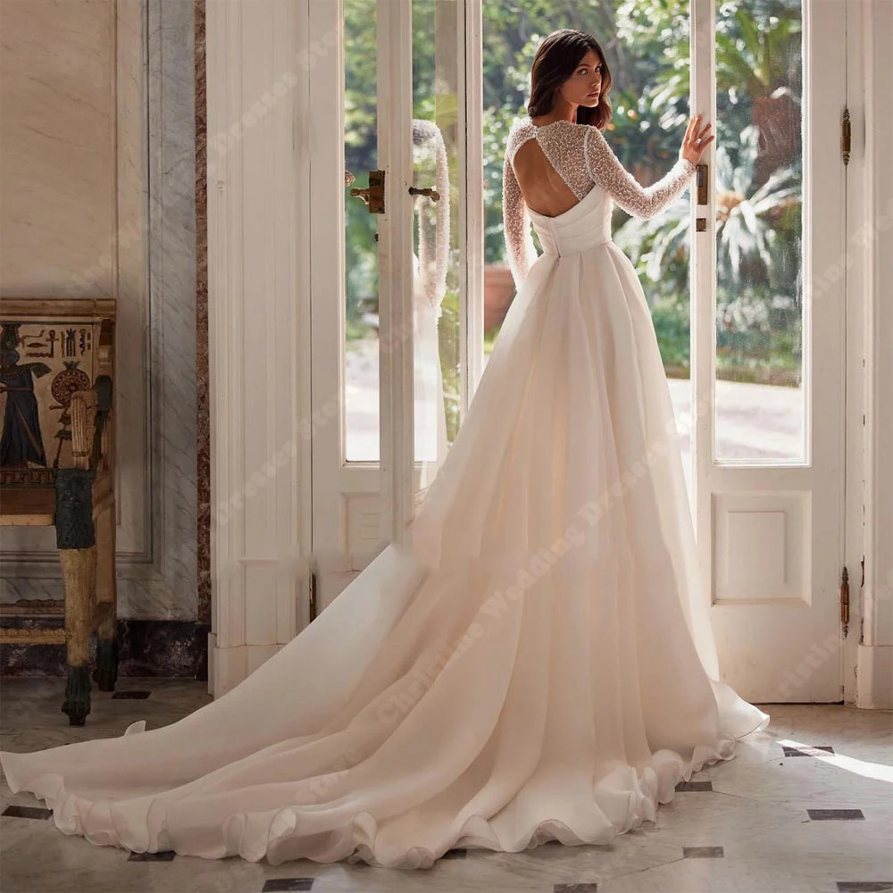 Abiti da sposa eleganti da donna a-line Applicazioni in pizzo Lunghezza lavata Abiti da sposa Abiti da banchetto su misura Abiti da Noiva personalizzati