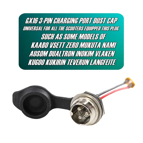 Imagen 2 del producto Tapa antipolvo para puerto de carga GX16 de 3 pines para patinete eléctrico KAABO VSETT ZERO MUKUTA AUSOM DUALTRON INOKIM KUGOO KUKIRIN TEVERUN NAMI
