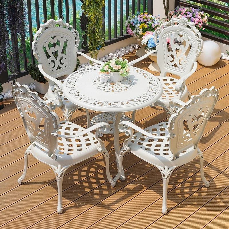 Outdoor cast aluminum balcony tables and chairs combination leisure outdoor garden open-air five-piece courtyard cast aluminum