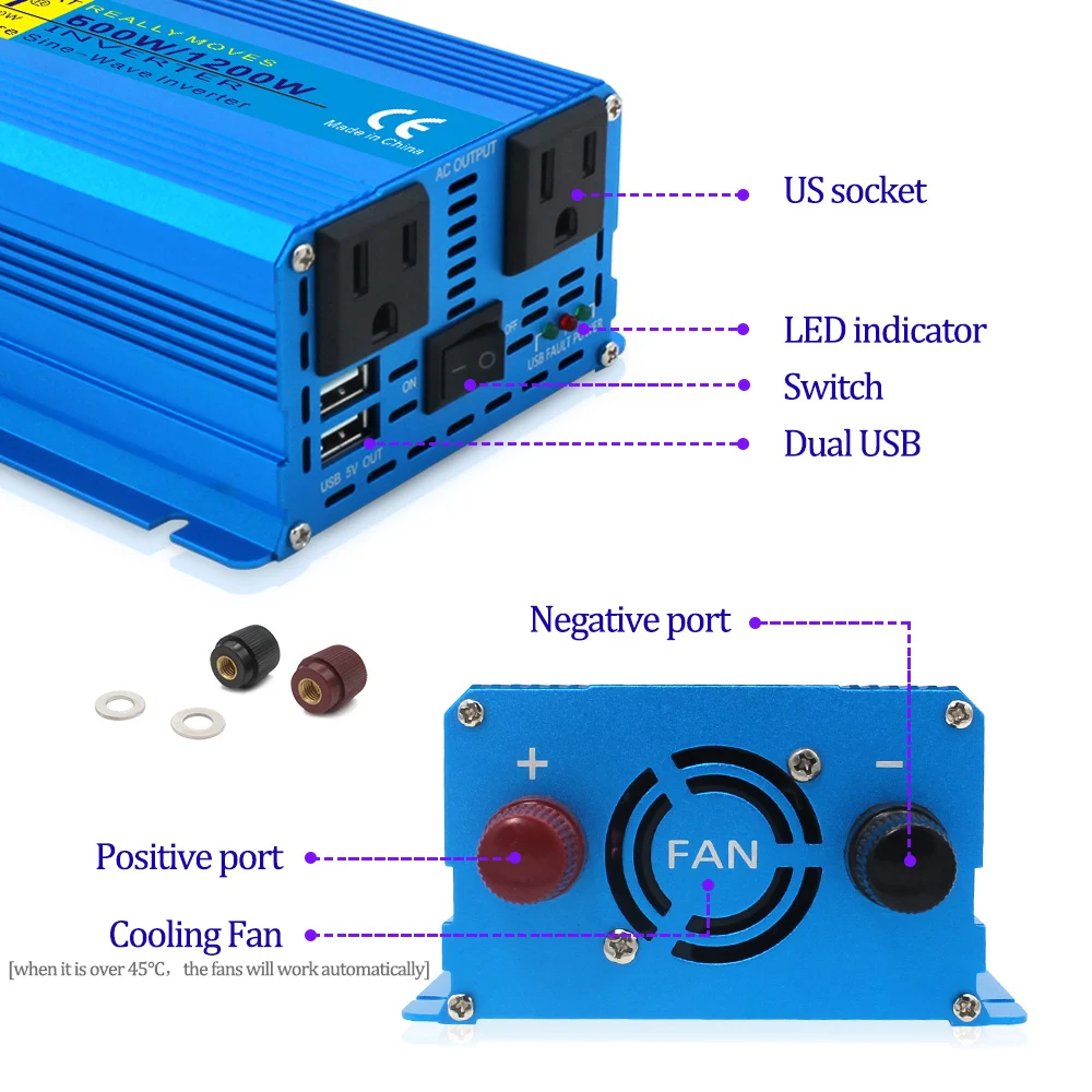 AC110V LVYUAN Inverter Onda Sinusoidale Pura DC12V Inversor Per Auto Per La Casa/Esterno Ventilatore Motosega Convertitore di Potenza 60Hz