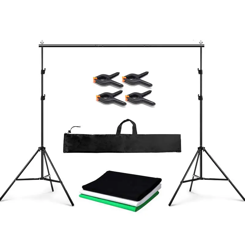 Complete 2x3M Backdrop Background Stand Kit + Softbox/Bulb Light/Umbrella/Reflector - Professional Photographic Lighting Set