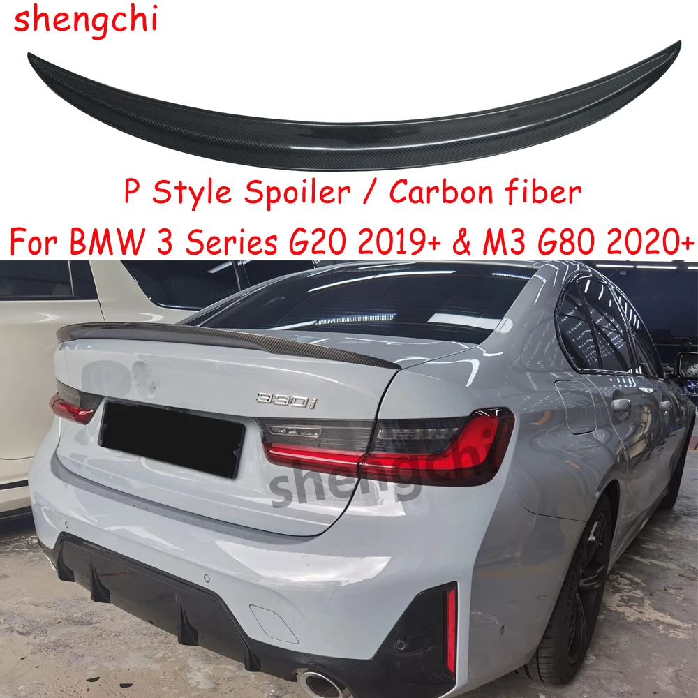 

G20 P Style Carbon Fiber Rear Trunk Spoiler Wing for BMW 3 Series G20 & M3 G80 318i 320i 330i M340i Rear Spoiler 2019-2025